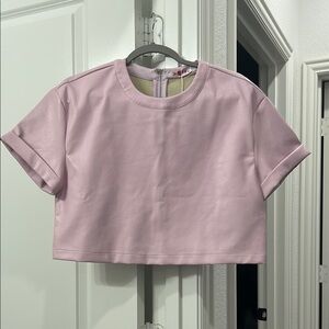BuddyLove Light Pink/lavender Faux Leather Crop Top
